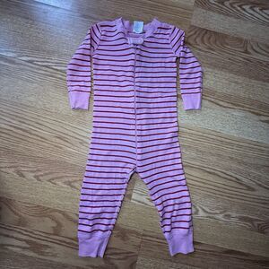 Hanna Andersson Pink Stripe Zip Pajamas One Piece Size 2 85cm